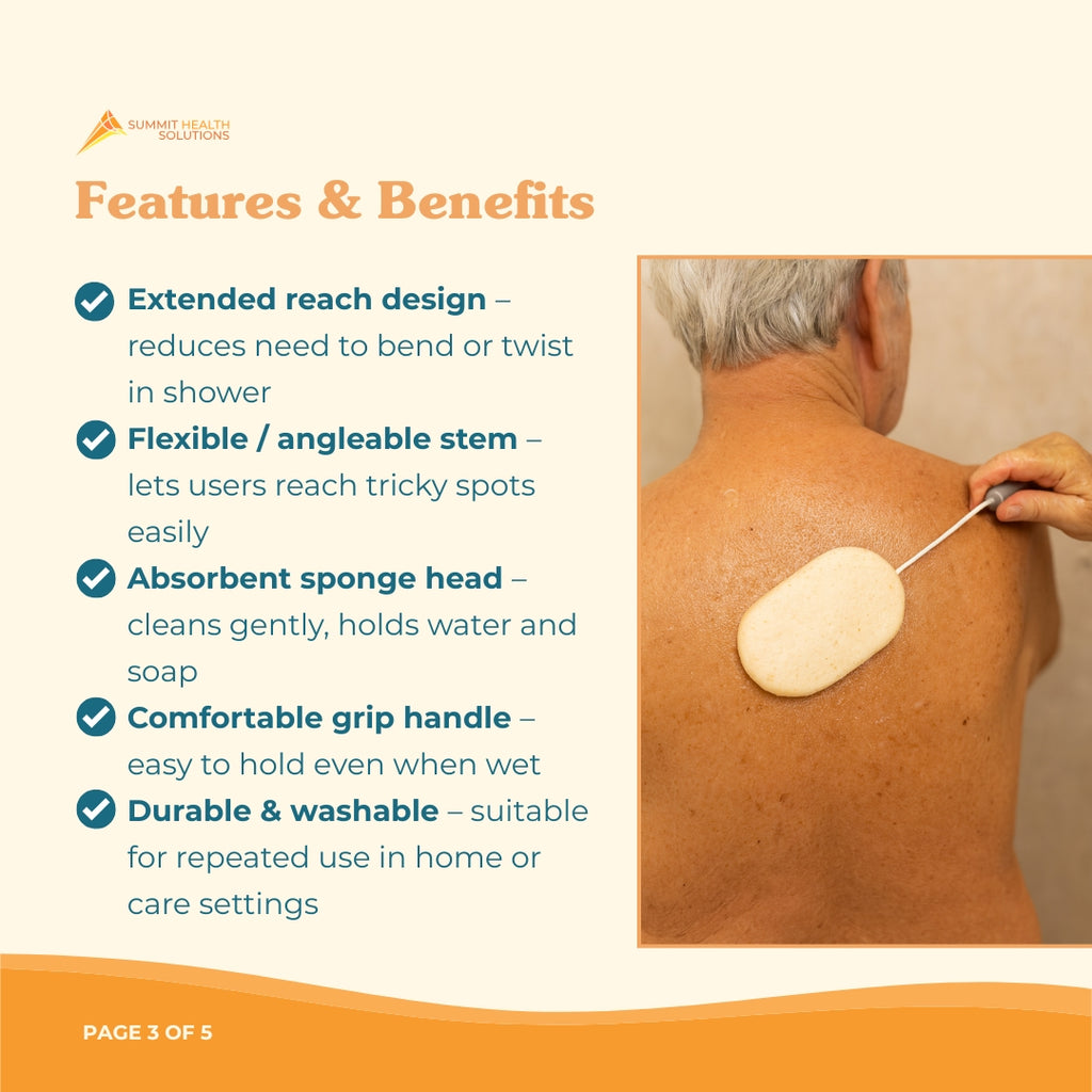 Bathing Sponge Long Handle Shower Aid | Summit Health – Summit Health