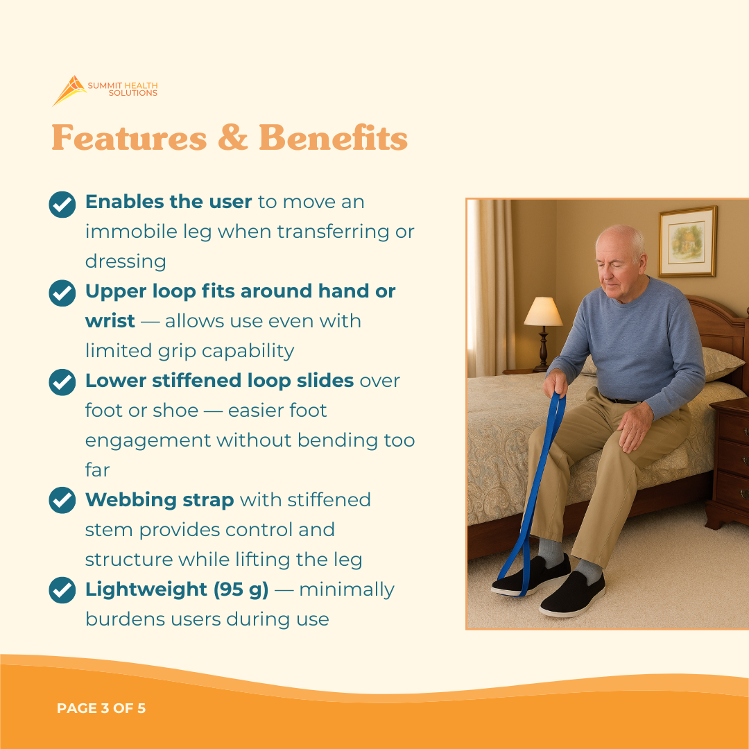 Rehabilitation leg lifter tool helping knee surgery patients lift their leg safely during recovery and mobility training