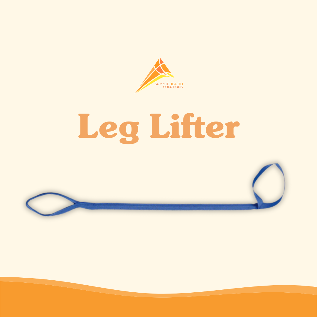 Leg lifter rehabilitation strap by Summit Health Solutions helping seniors and surgery patients lift their leg onto a bed or chair without bending