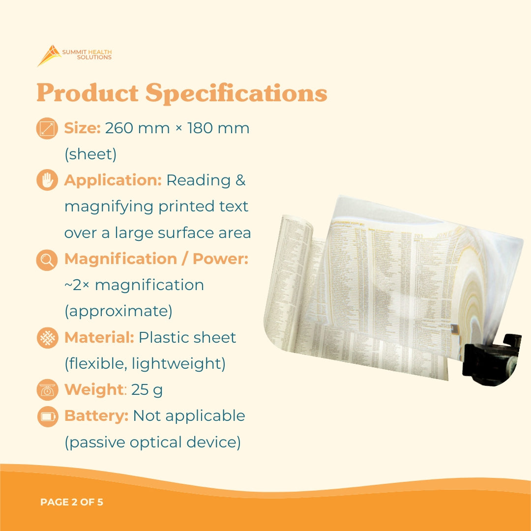 Low vision reading magnifier designed to help adults enlarge printed text in books newspapers and documents